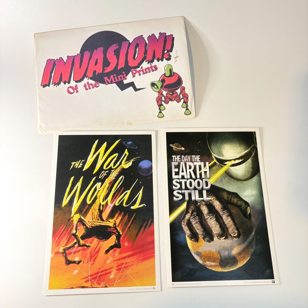 Vintage Sci-Fi Mini Prints War of the Worlds Day the Earth Stood Still 2pc Set